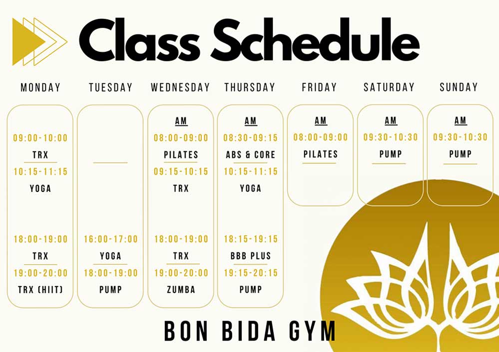 Bon Bida Class Schedule